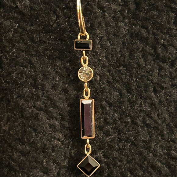 Fossil Rose Gold Onxy and Hematite Drop Earrings - Picture 2 of 5